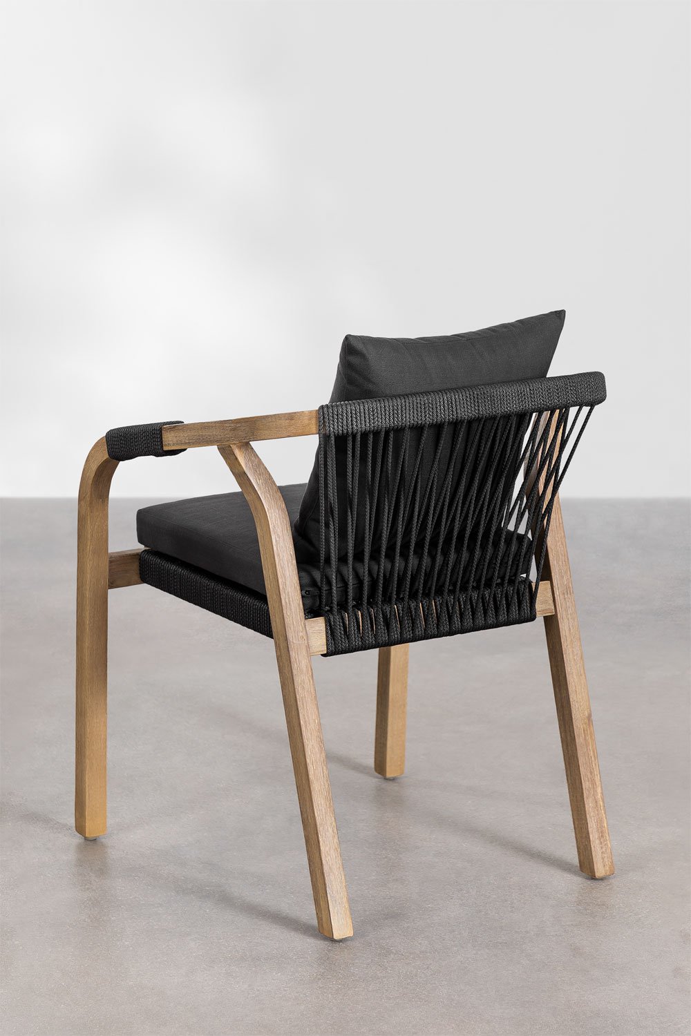 Rectangular extendable table set 200-260-320x100 cm and 8 garden armchairs in acacia wood Dubai, gallery image 7