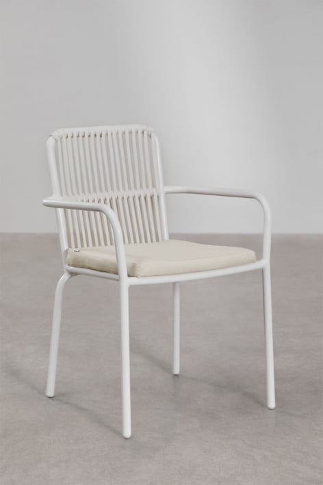 Pack of 2 stackable garden chairs with armrests in Alberta aluminium - Gardenia White