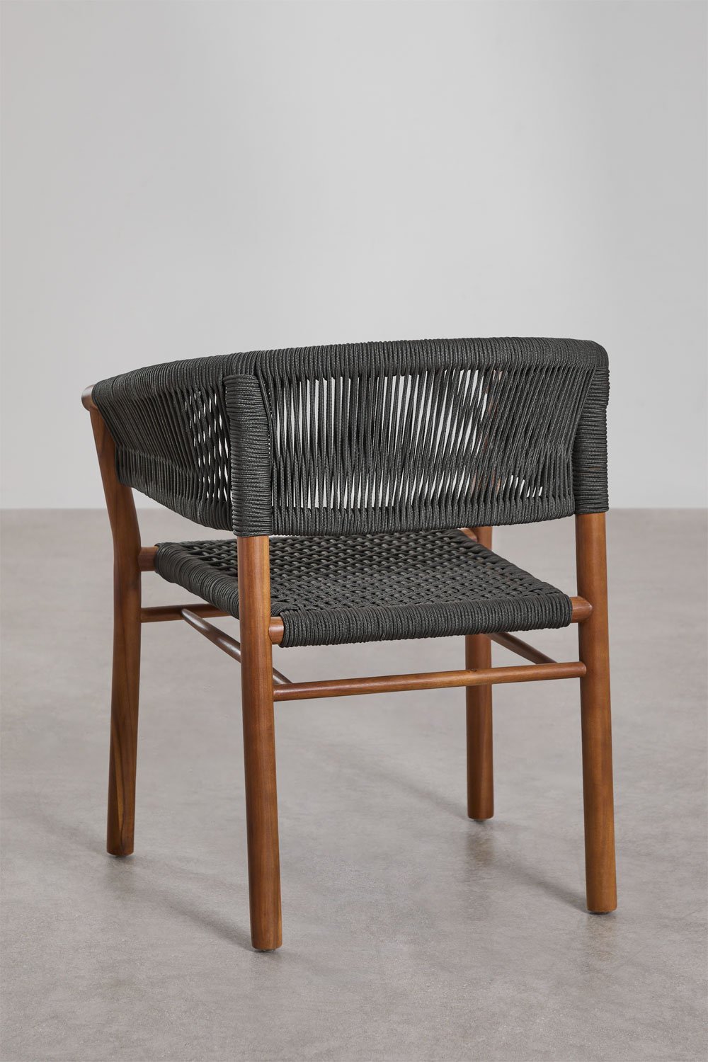 Pack of 2 dining chairs with armrests in acacia wood and braided rope Tenay Classic, gallery image 5