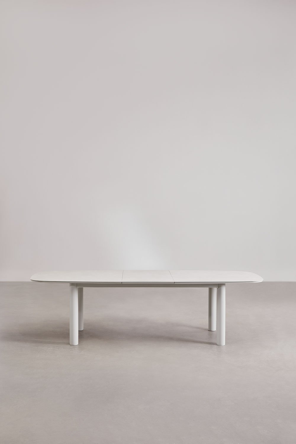 Rectangular extendable dining set 220-280x100 cm in Zinti ceramic and 10 garden chairs in aluminum and fabric Roderise, gallery image 4