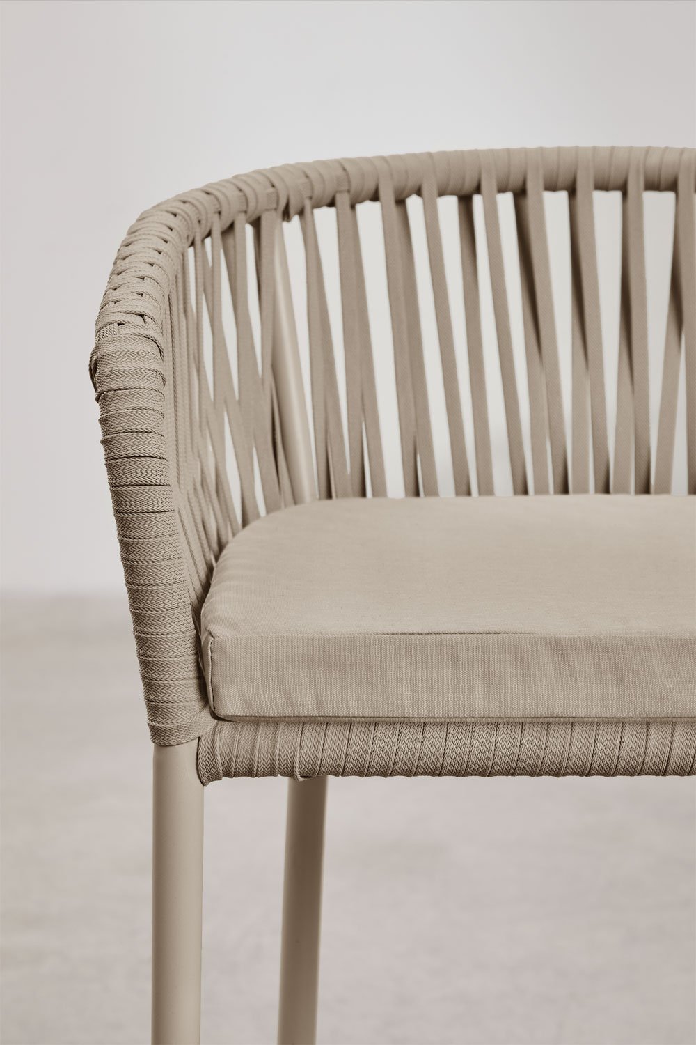 High stool with armrests in braided rope Arhiza, gallery image 4