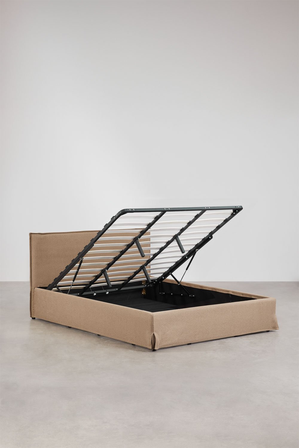 Upholstered bed with lift-up storage base Lorea, gallery image 4