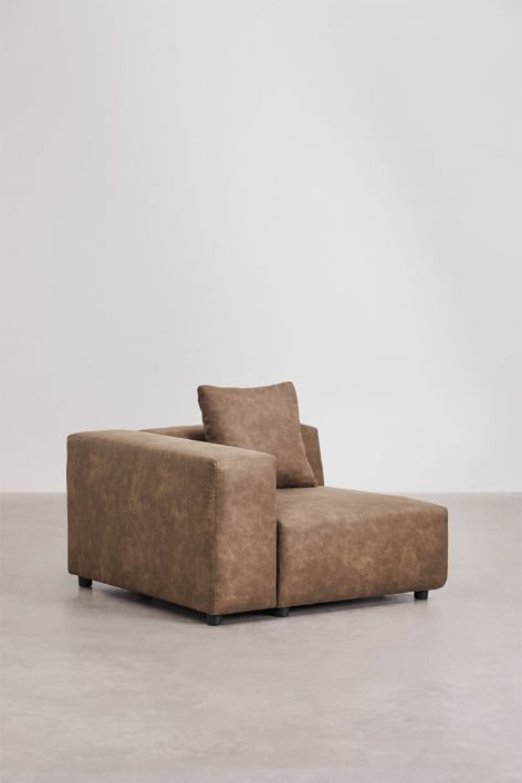 Left corner module 115x113 cm with high armrest and cushion for Bruna modular sofa - Suede Brown Coffee