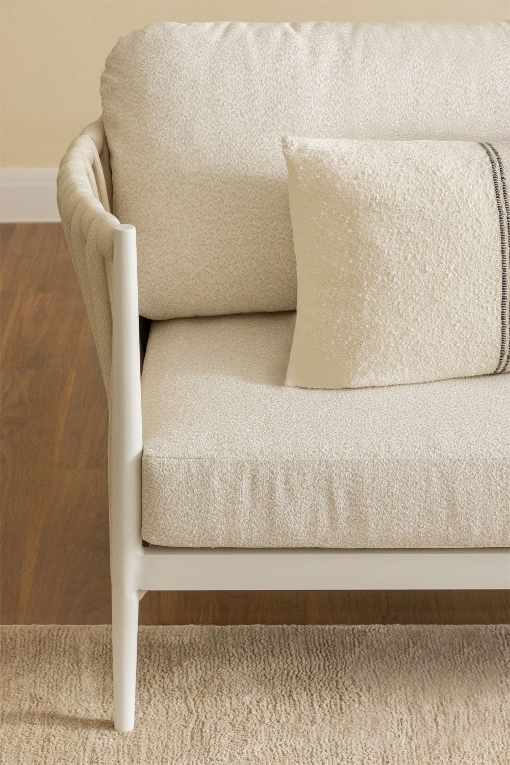 3-seater sofa in aluminium and Sereilen bouclé fabric, gallery image 3