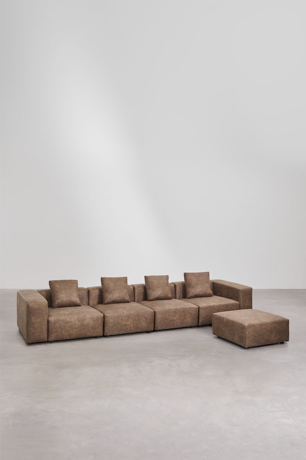 4-piece modular sofa with high armrest and pouf ↔︎400 cm Bruna, gallery image 3
