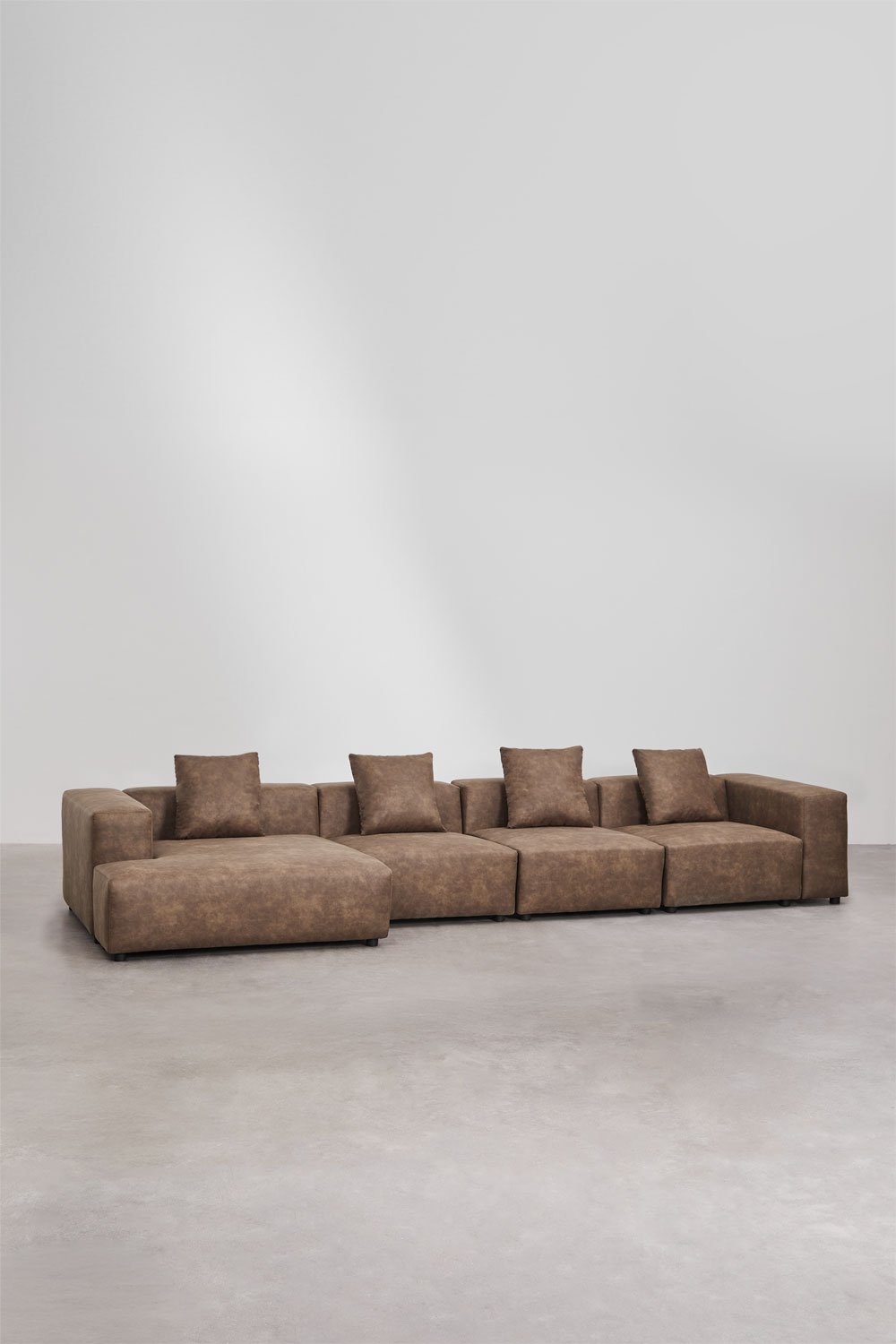 4-piece left chaise longue modular sofa ↔︎420 cm with high armrest Bruna, gallery image 3