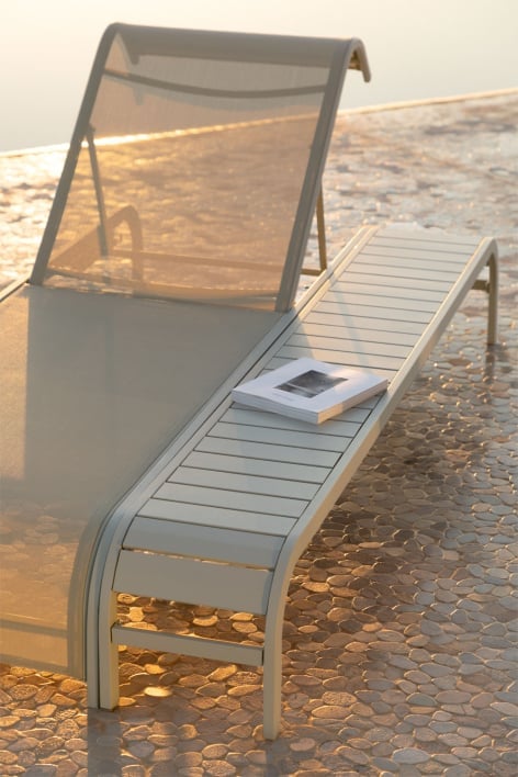 Marietta steel sun lounger side table