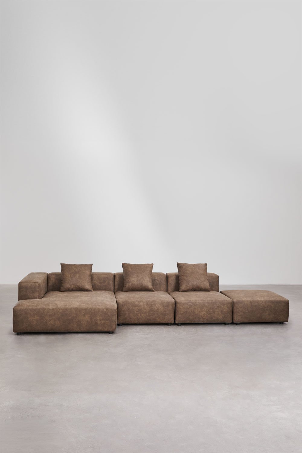 3-piece left corner modular chaise longue sofa with pouf ↔︎390 cm Bruna, gallery image 4