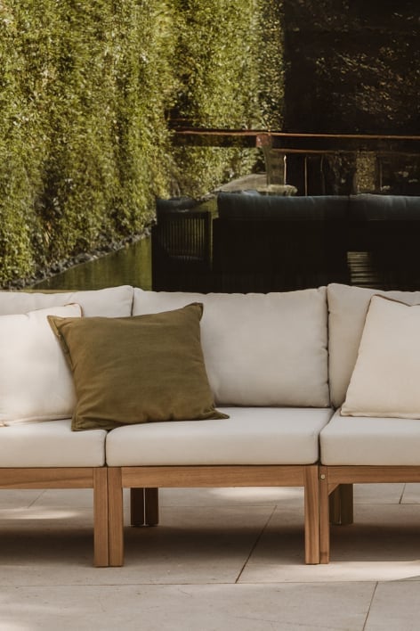 Central module for modular garden sofa in acacia wood Branson