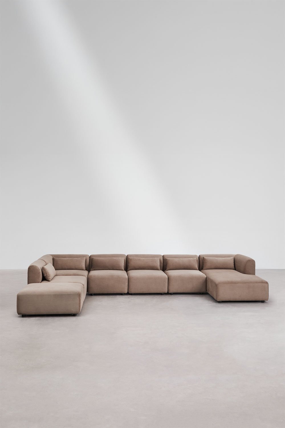 6-piece right modular chaise longue sofa with Fogler ottoman, gallery image 3