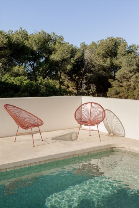 Pack of 2 garden chairs in steel and synthetic wicker New Acapulco