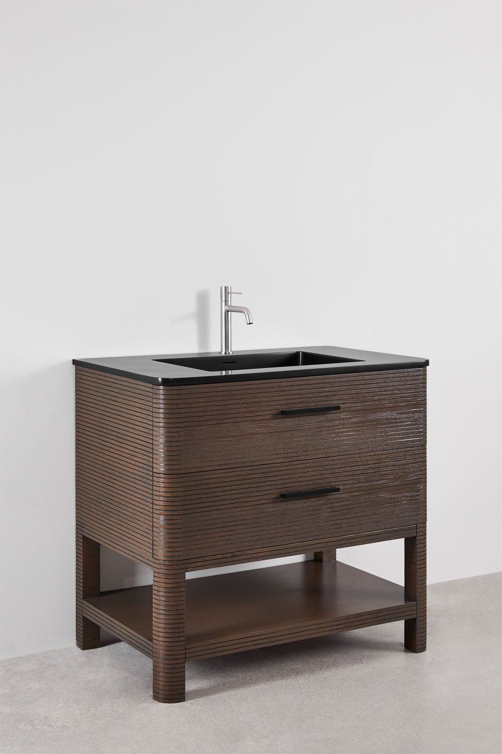 Bathroom furniture set in wood with integrated sink Misene, gallery image 3