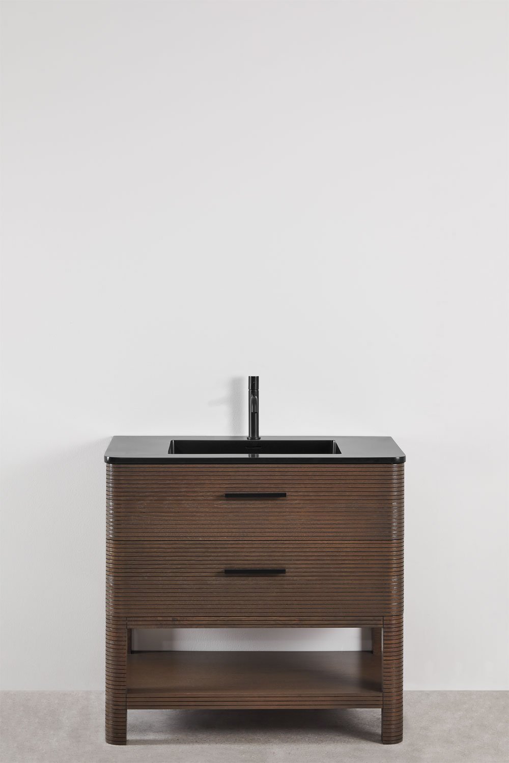 Bathroom furniture set in wood with integrated sink Misene, gallery image 2