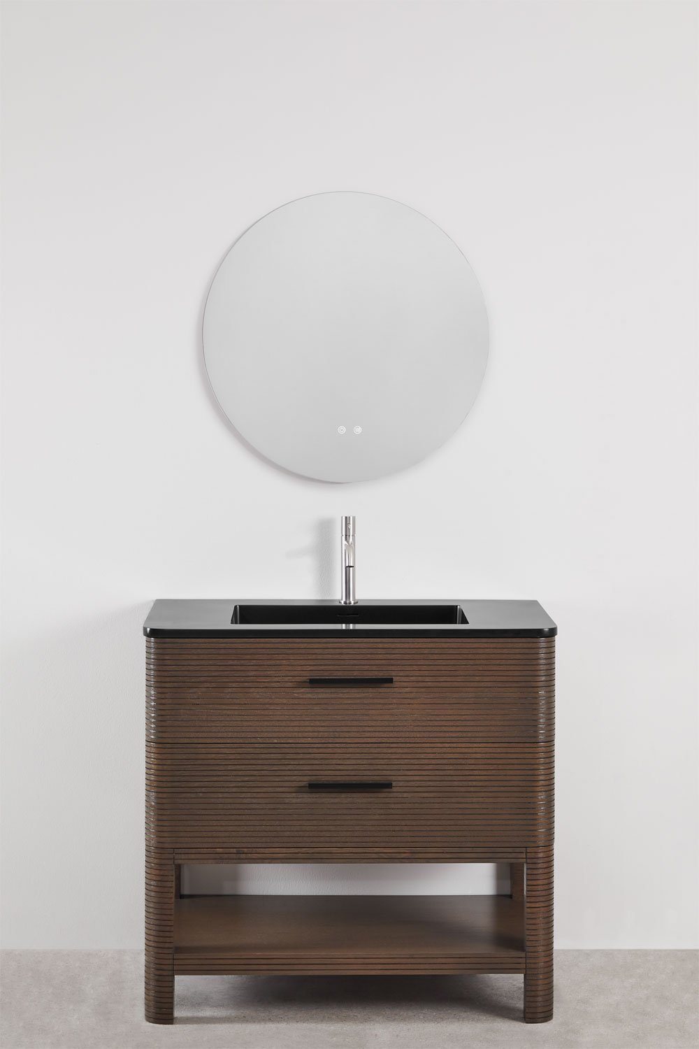 Bathroom furniture set in wood with integrated sink Misene, gallery image 2