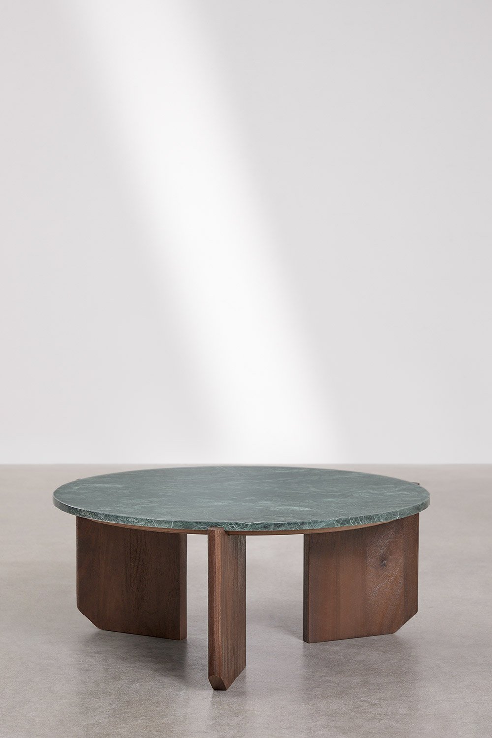 Round coffee table in natural stone and mango wood Lavinia, gallery image 3