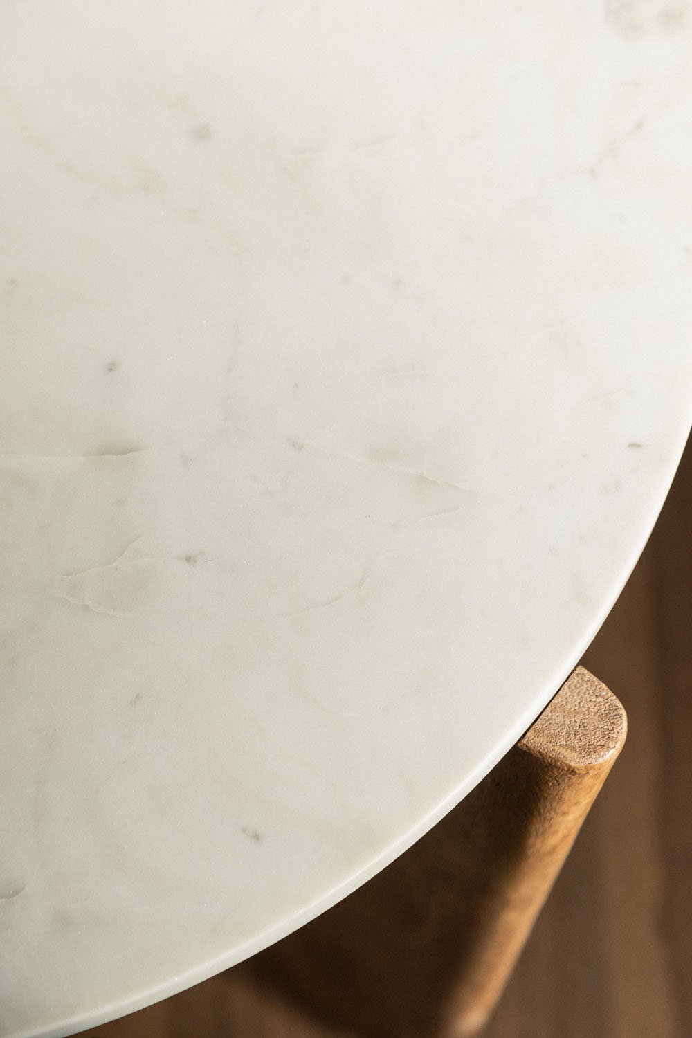 Set of 2 round coffee tables in natural stone and mango wood Lavinia, gallery image 2