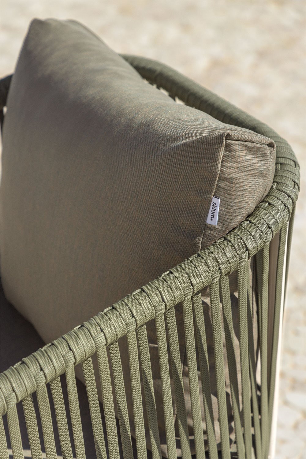 Sophie garden chair with armrests in aluminium and braided rope, gallery image 2