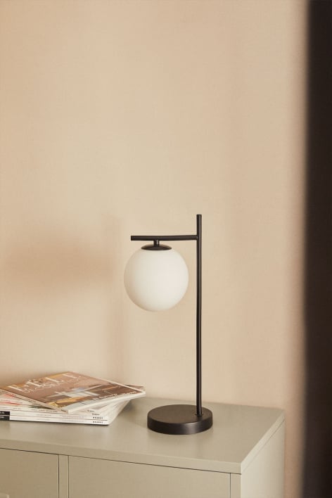 Metal and glass table lamp by Alligier Design