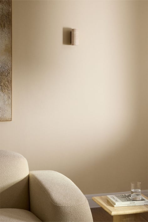 Davise travertine and wood wall sconce