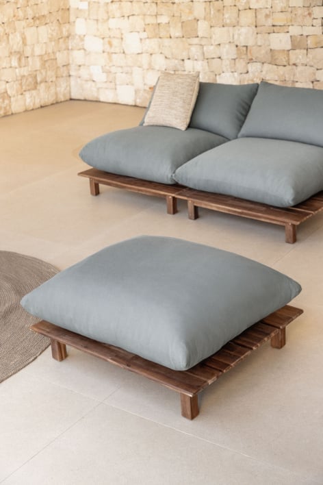 Brina acacia wood garden pouf