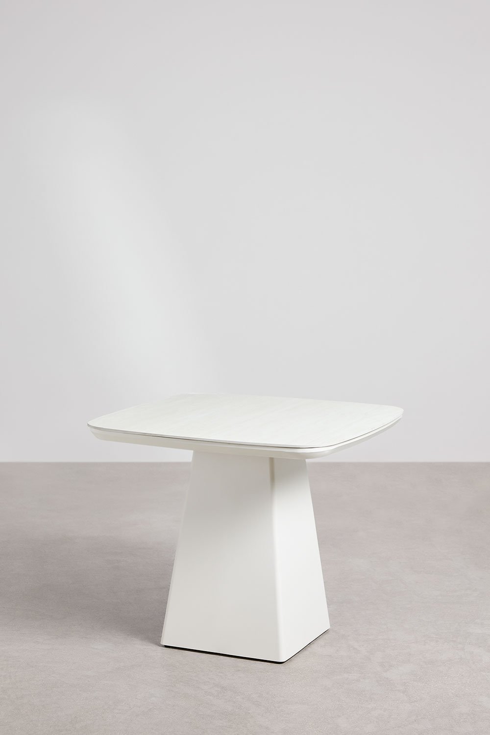 Set of 90x90 cm square table in sintered stone and Inkeri aluminum and 4 stackable Alberta garden chairs with armrests, gallery image 2