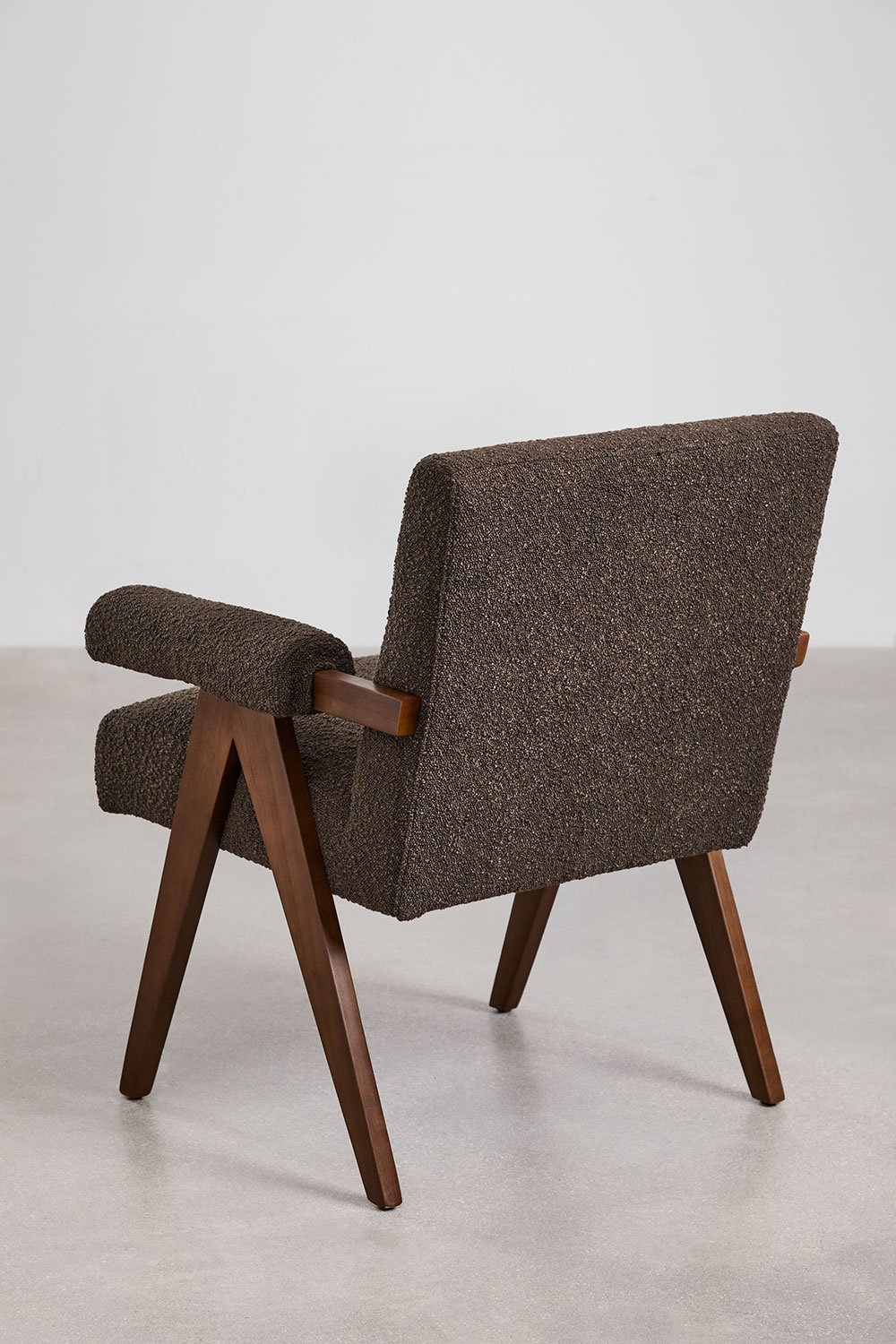 Lucca armchair in wood and bouclé fabric, gallery image 5