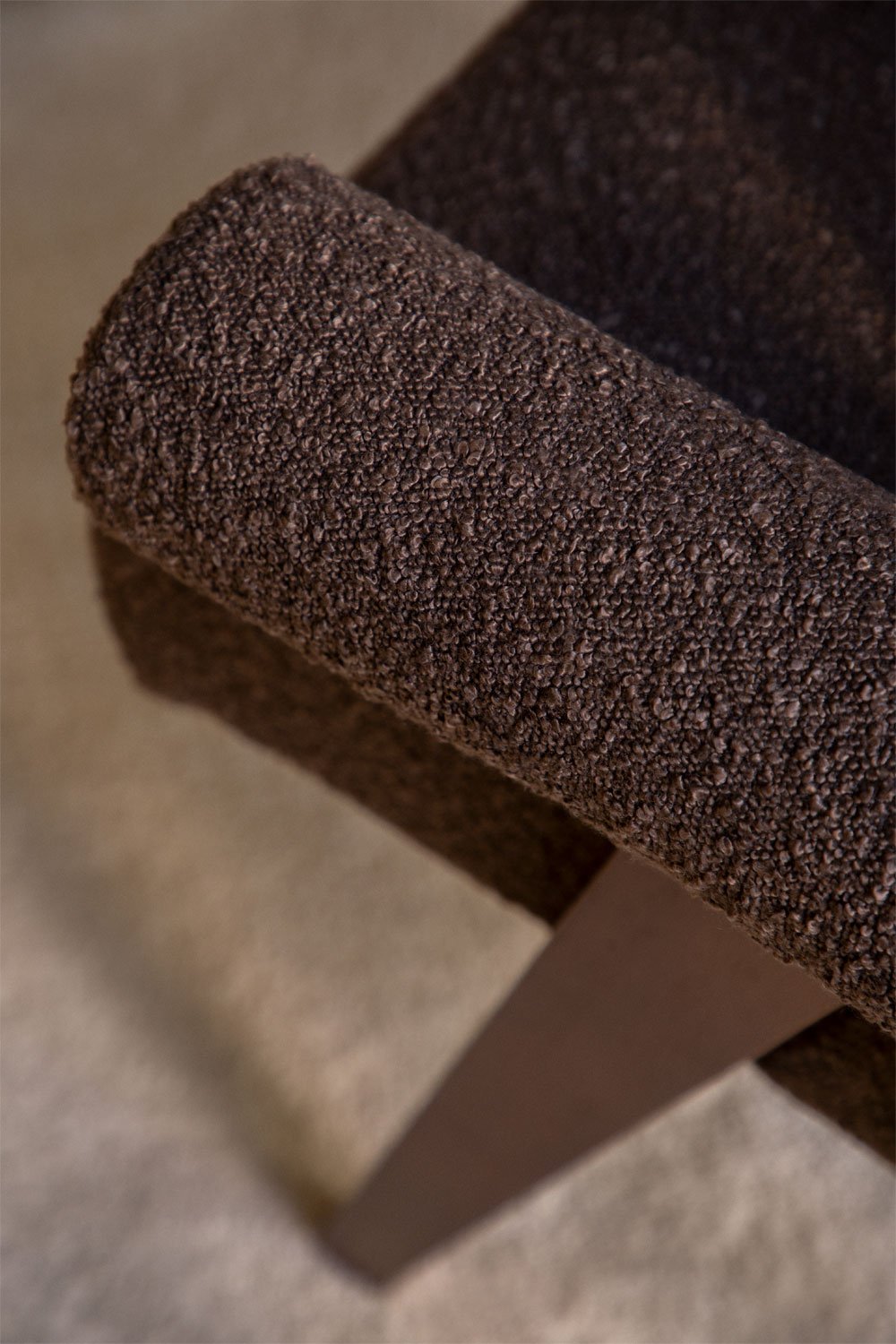 Lucca armchair in wood and bouclé fabric, gallery image 2