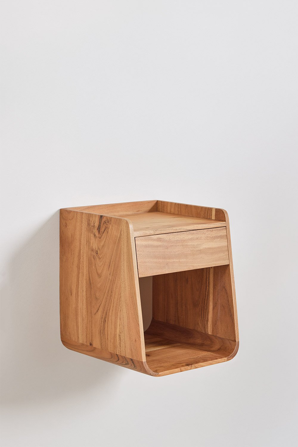 Pack of 2 square bedside tables 35x35 cm in Berigem acacia wood, gallery image 3