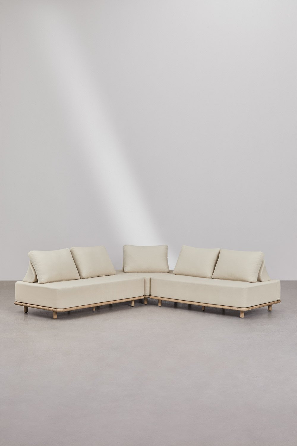 3-piece corner modular sofa living room set in Portet acacia, gallery image 1