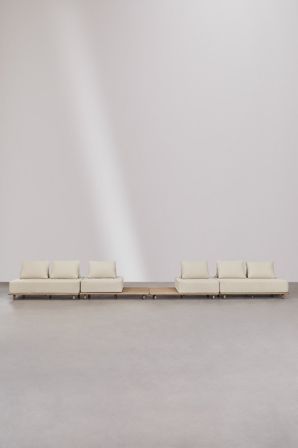 Portet 4-piece modular sofa set with side table in acacia, gallery image 2