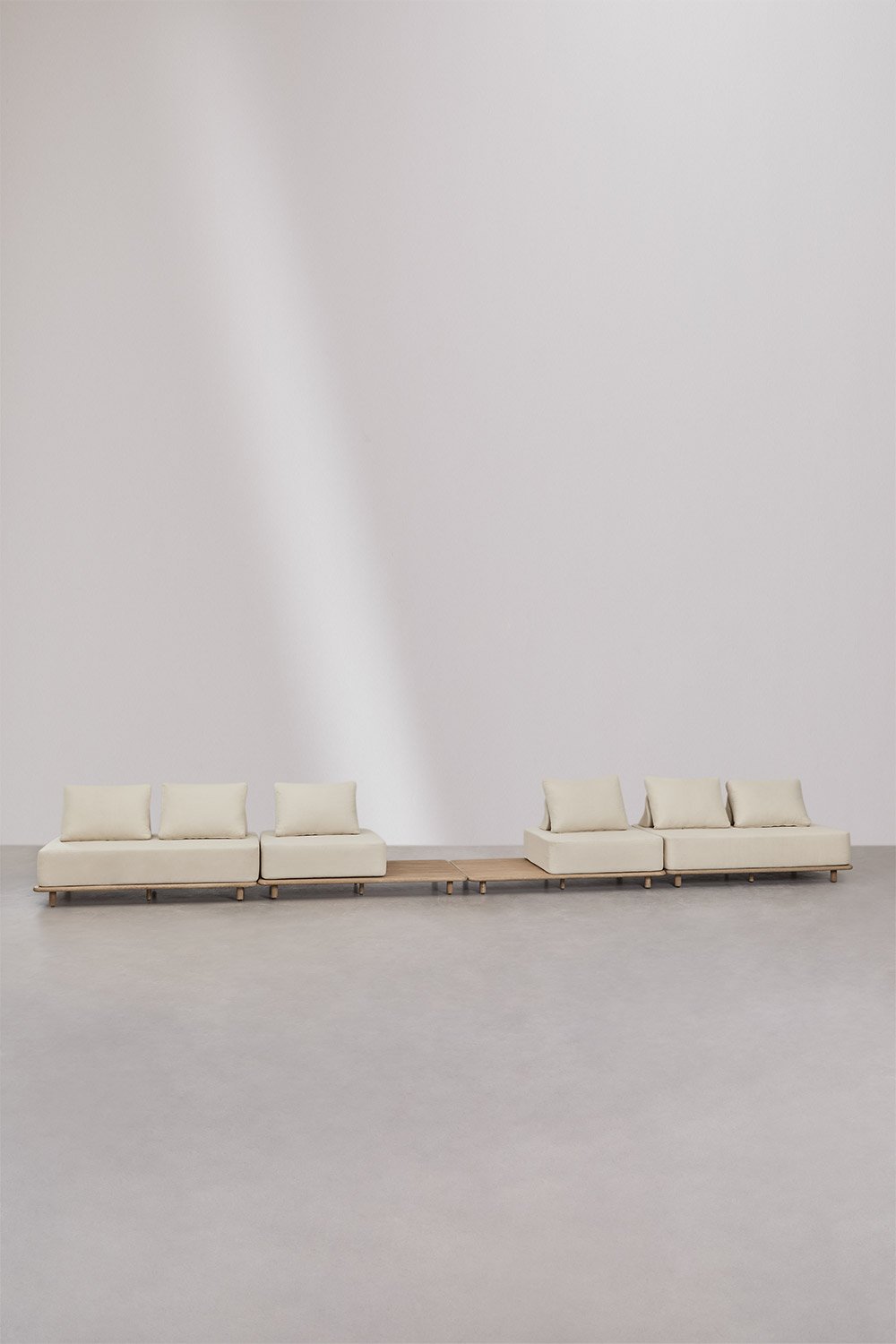 Portet 4-piece modular sofa garden set with side table in acacia, gallery image 2