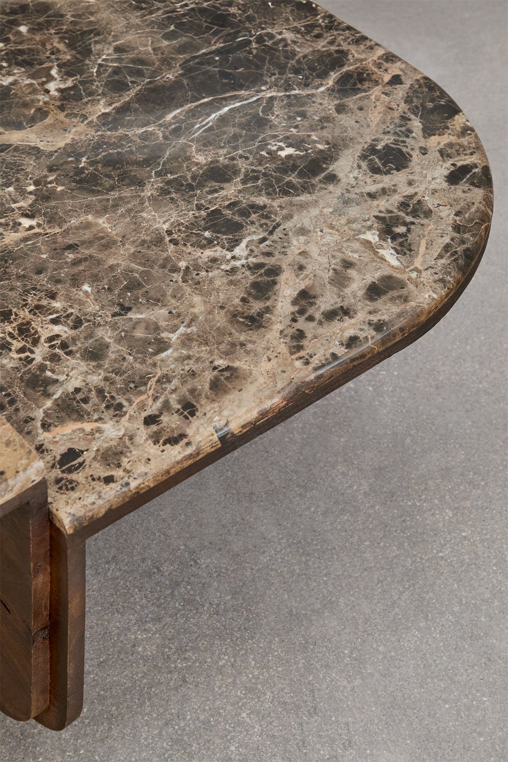 Clotsh 90x90 cm coffee table in natural stone and mango wood, gallery image 7