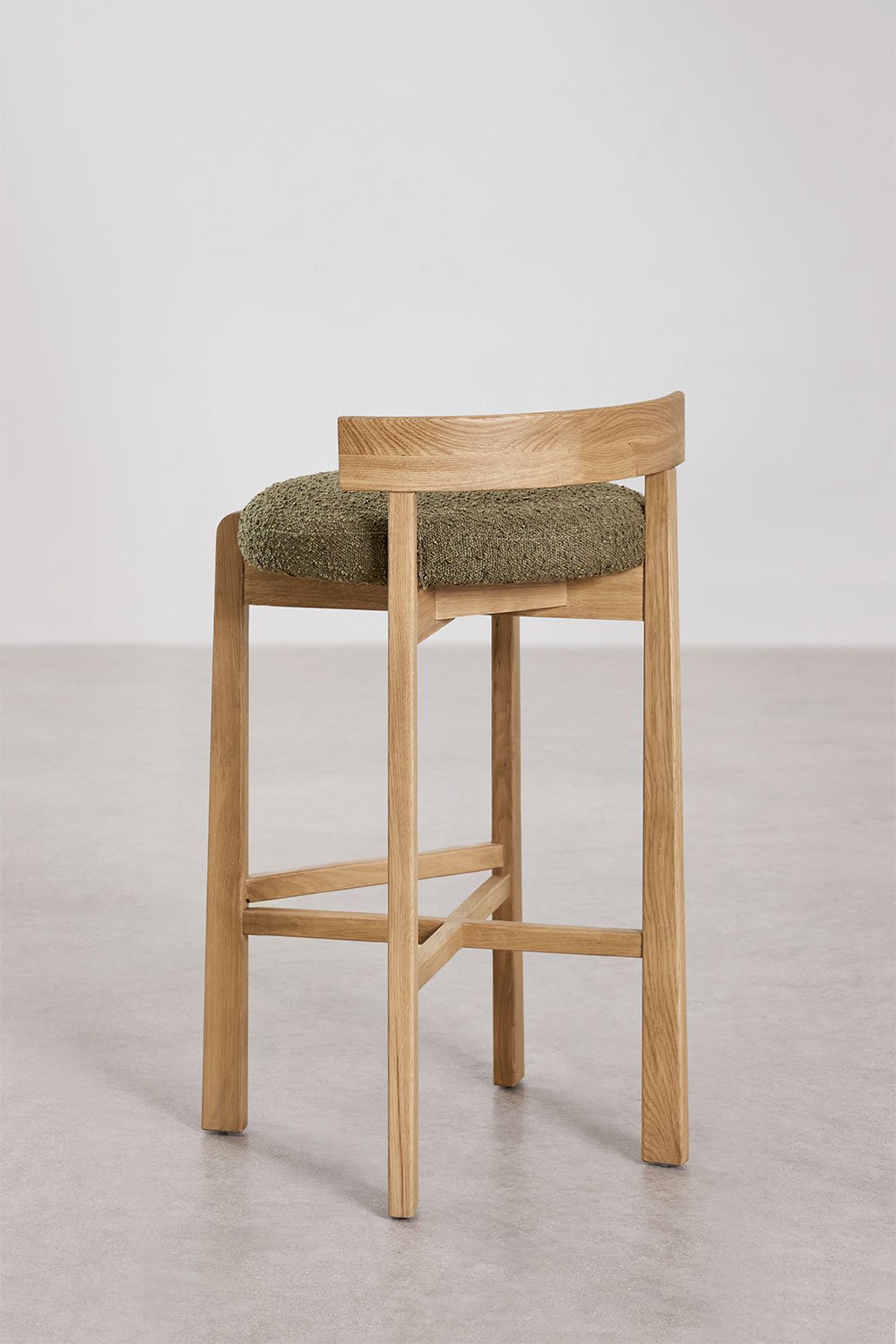 High stool in oak wood and Manila upholstery, gallery image 3