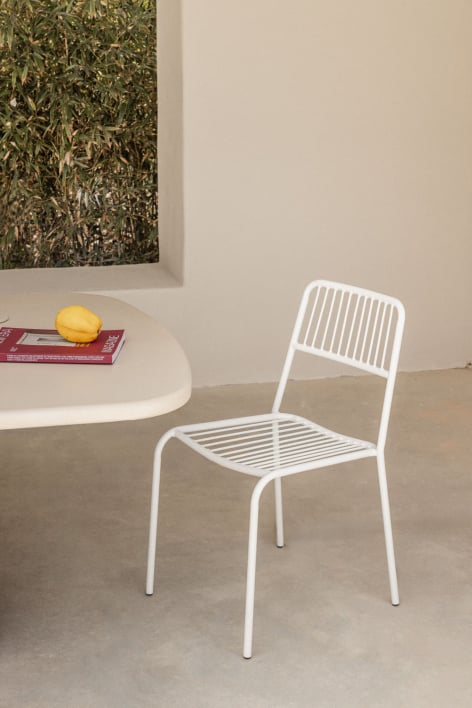 Stackable garden chair in steel Elton - Gardenia White
