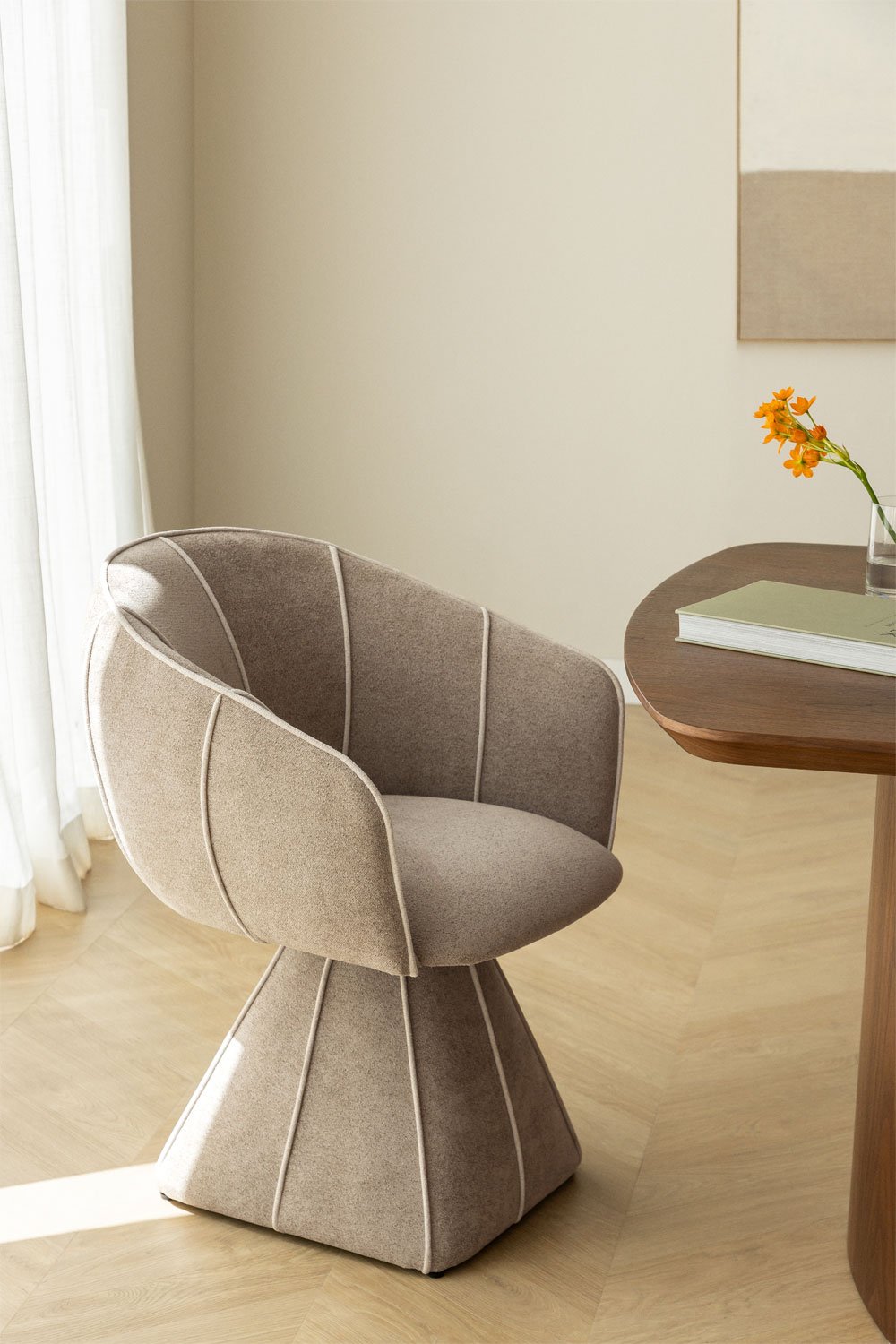 Set of 2 Tallin upholstered swivel dining chairs, gallery image 1