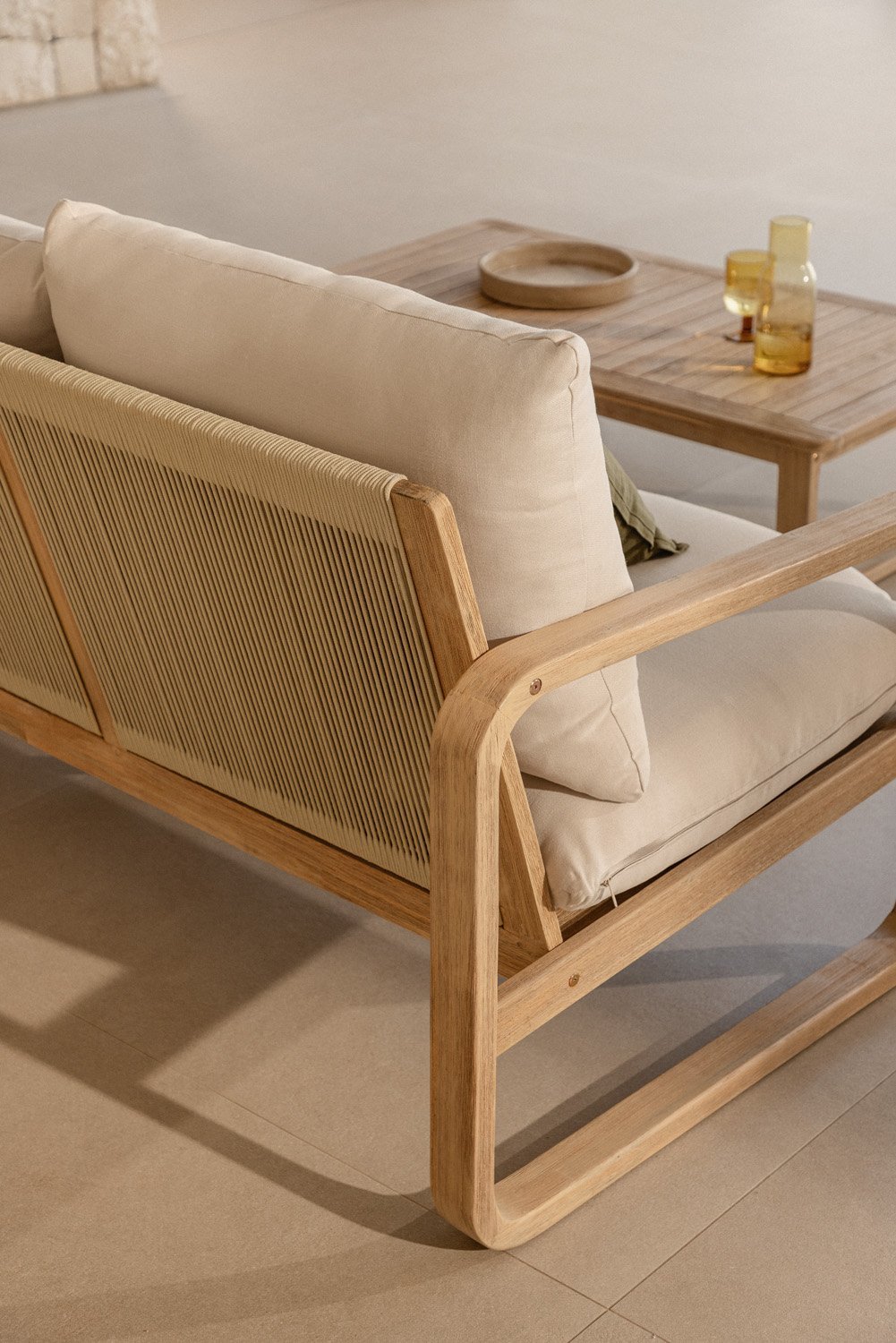 Garden set with 3-seater sofa and coffee table in acacia wood Dunein , gallery image 2