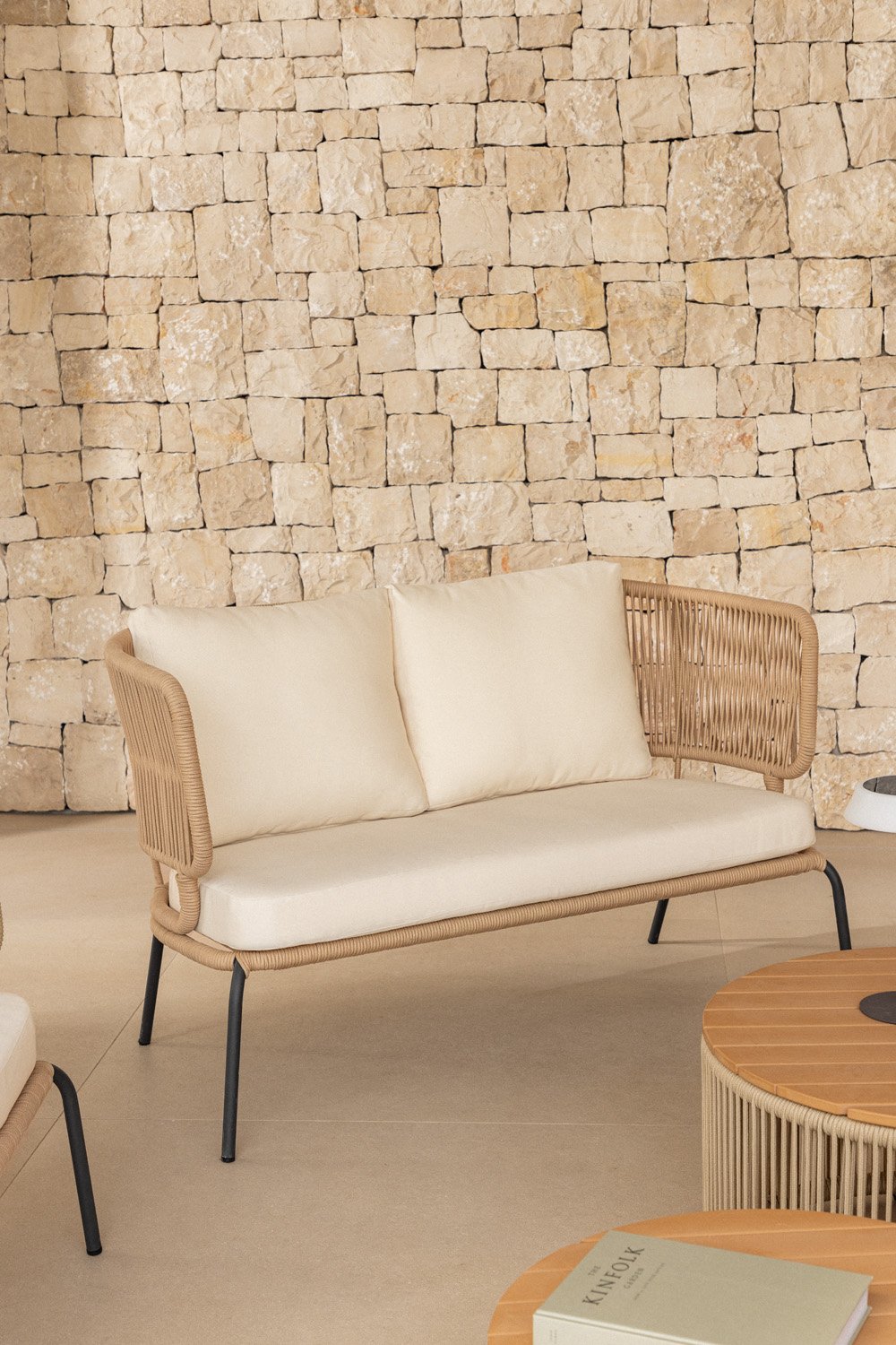 2-seater garden sofa in iron and braided rope Calipso, gallery image 1