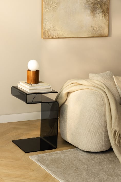 Rectangular side table 40x35 cm in tempered glass Diora