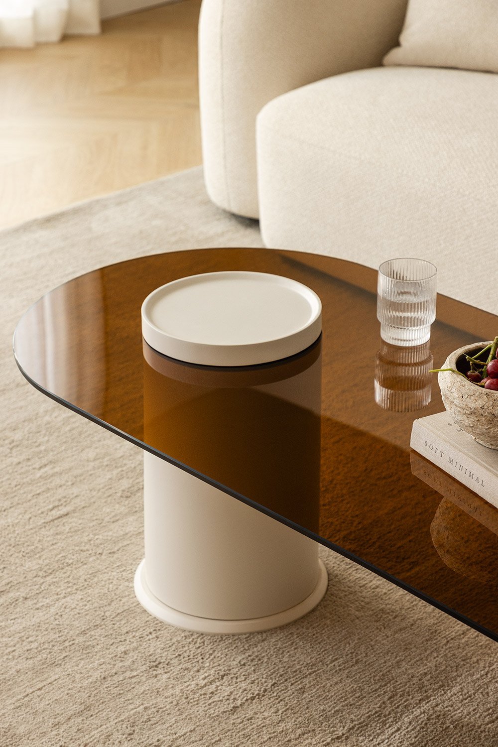 Coffee table 120x60 cm in tempered glass Soloy, gallery image 2