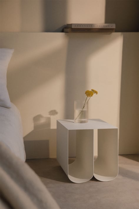 Square bedside table 40x40 cm in Olavi steel