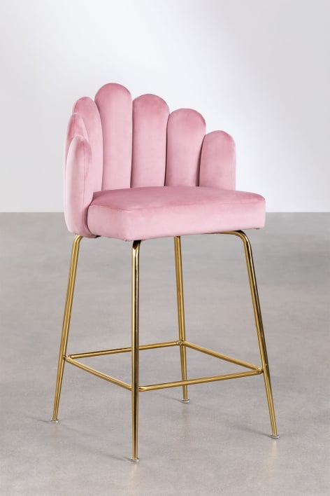 2-Pack high stools 65 cm in coral mousse velvet Markina