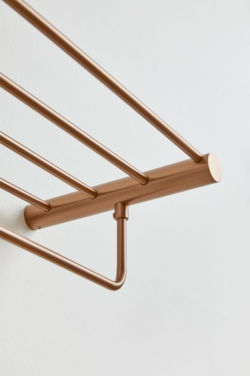 Wall-mounted towel rack with shelf in brushed rose gold stainless steel Devon, gallery image 4