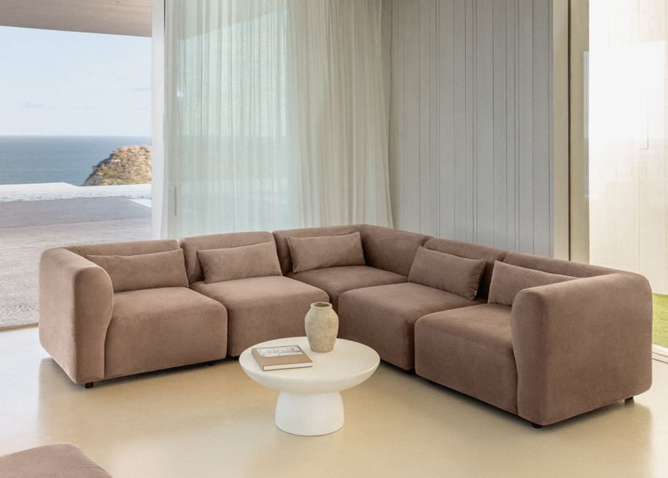 Fogler 5-Piece Modular Corner Sofa - Corduroy Camel Brown