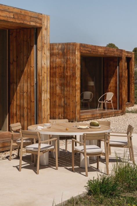 Riviera round garden table Ø180 cm in teak wood and aluminum