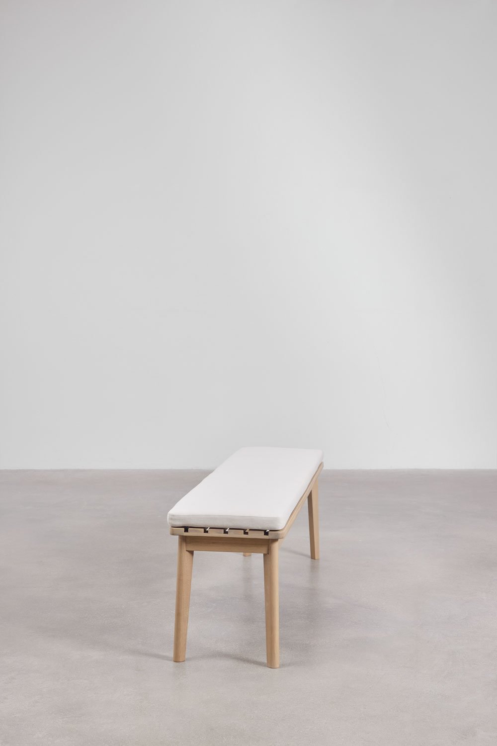 160 cm bench in acacia wood and Kaela fabric, gallery image 2