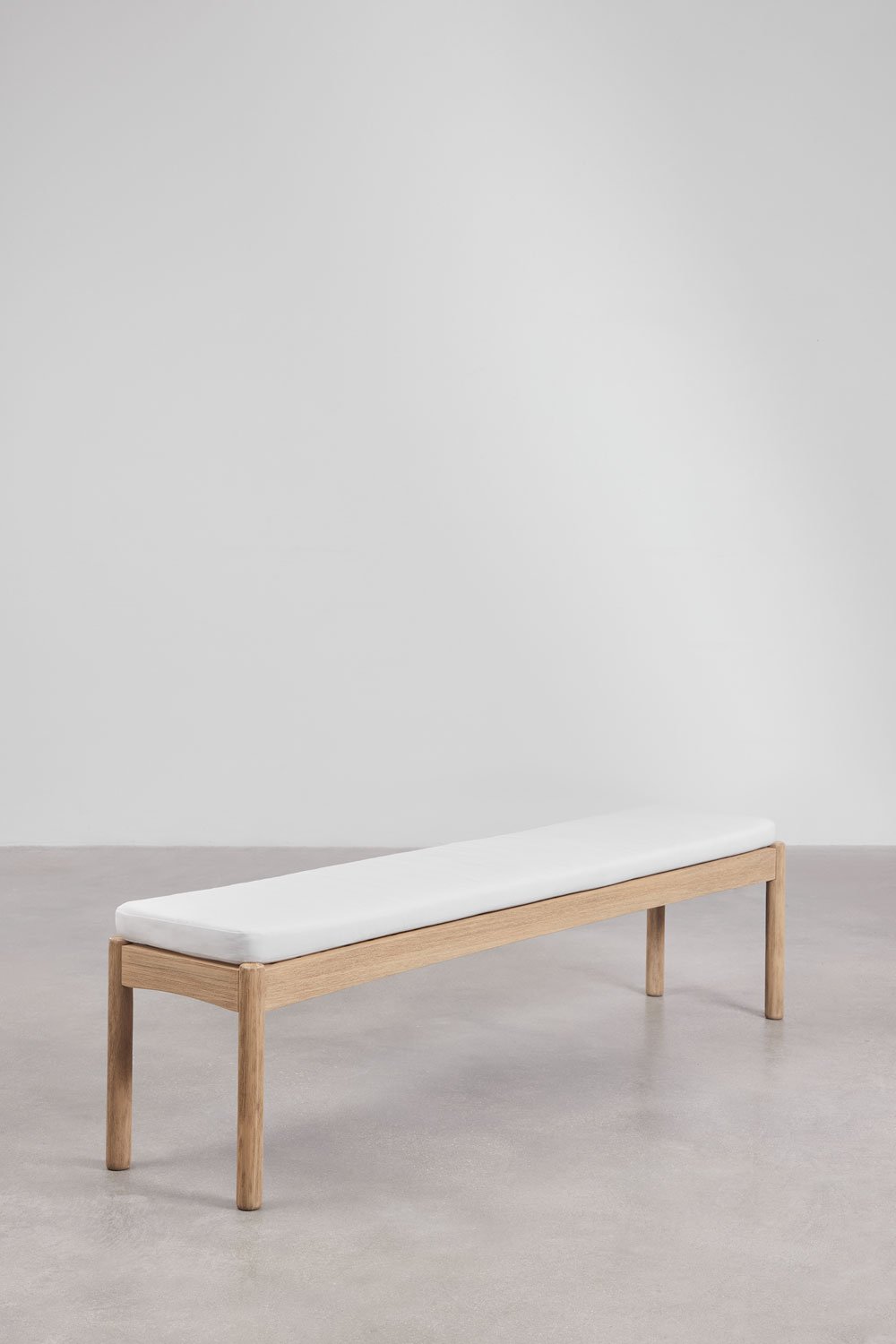 180 cm bench in acacia wood and Karvia fabric, gallery image 1