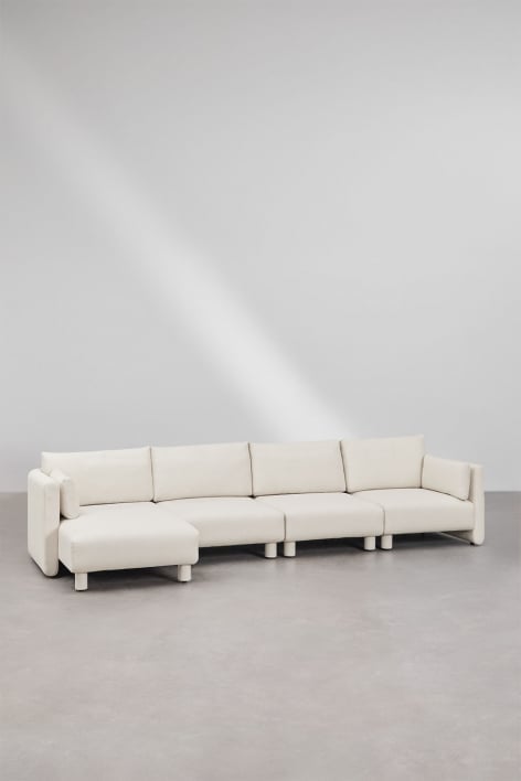 4-piece modular sofa with left chaise longue in Artemisa bouclé fabric