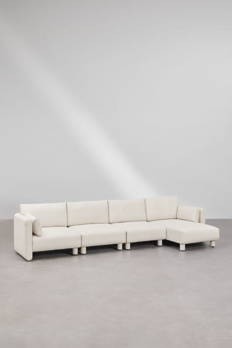 4-piece right-sided chaise longue modular sofa in Artemisa bouclé fabric