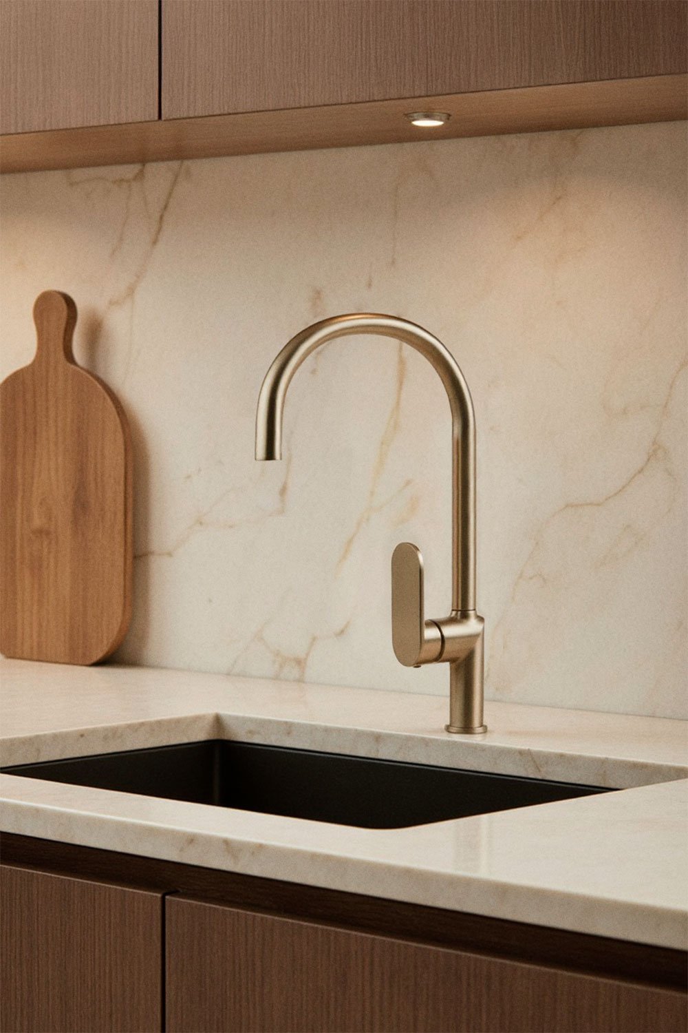 High spout kitchen faucet in brass Alameda, gallery image 1