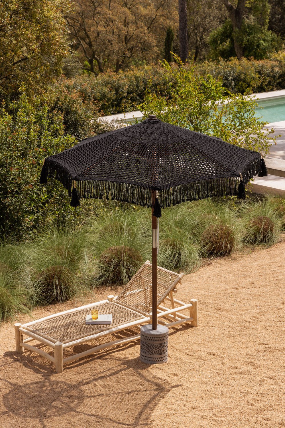 Tongariki teak and cotton parasol, gallery image 1